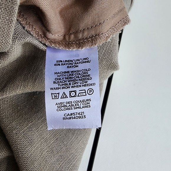 Ann Taylor Loft Linen Tan Gray Elastic Side-Pocket Comfy Straight Short Skirt S - Picture 5 of 9